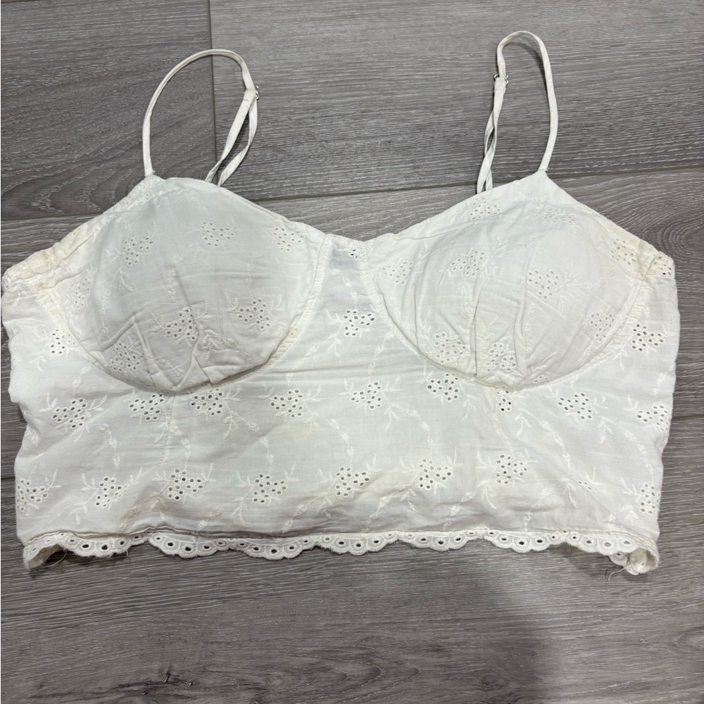 SO White Eyelet Crop Top